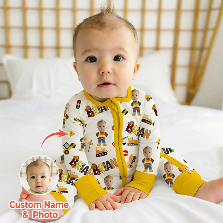 Custom Photo Doodle Little Builder Bamboo Convertible Zippy