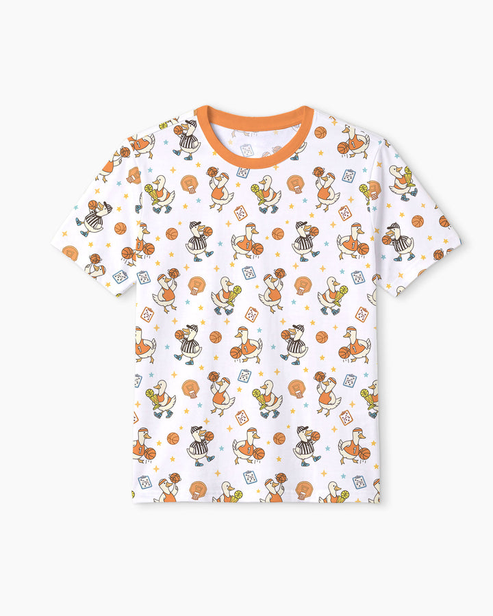 Silly Goose Playing Basketball Bamboo Men Short Sleeve Short Pajama Set