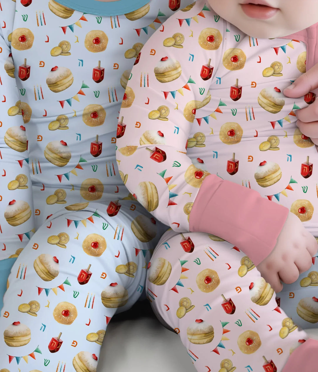 Hanukkah Donuts Two Piece Short Sleeve Pajama Set , Hanukkah Donuts Two Piece Short Sleeve Pajama Set - 12-18M / Blue
