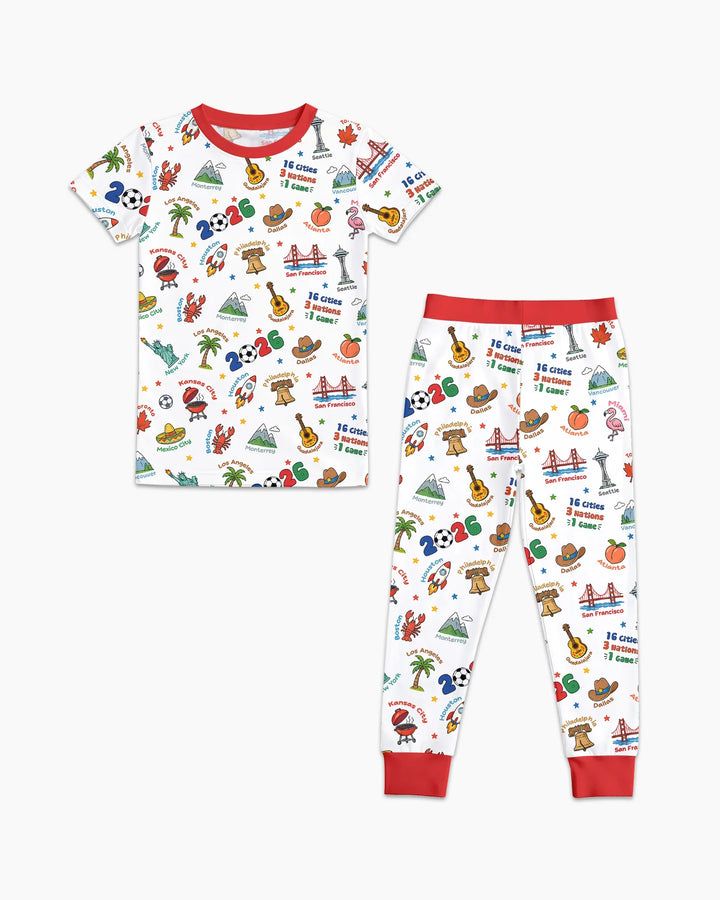 Soccer Cup Host Cities 2026 Bamboo Two Piece Short Sleeve Pajama Set