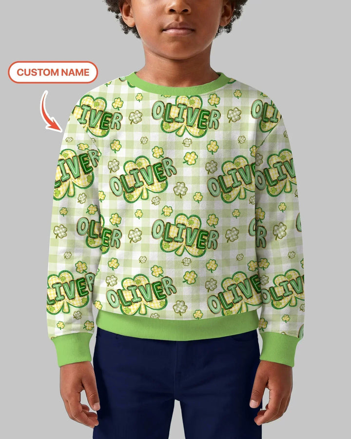 Lucky Shamrock Custom Name Bamboo Crewneck Sweatshirt