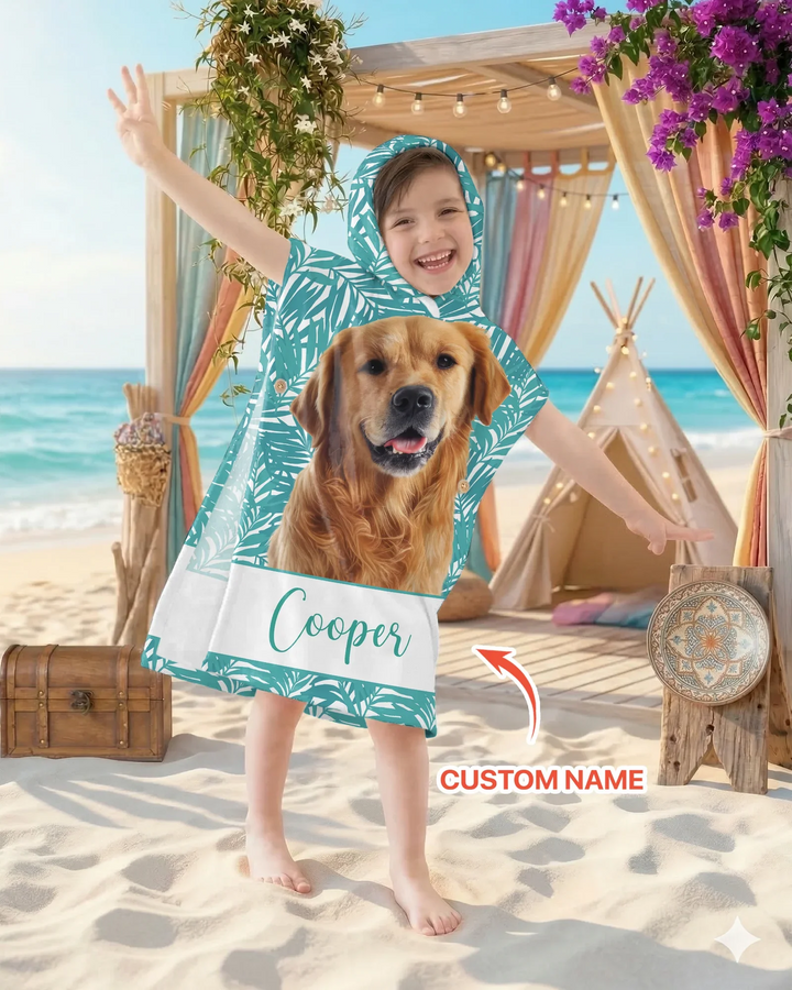 Custom Photo Print Dog Bamboo Swim Poncho