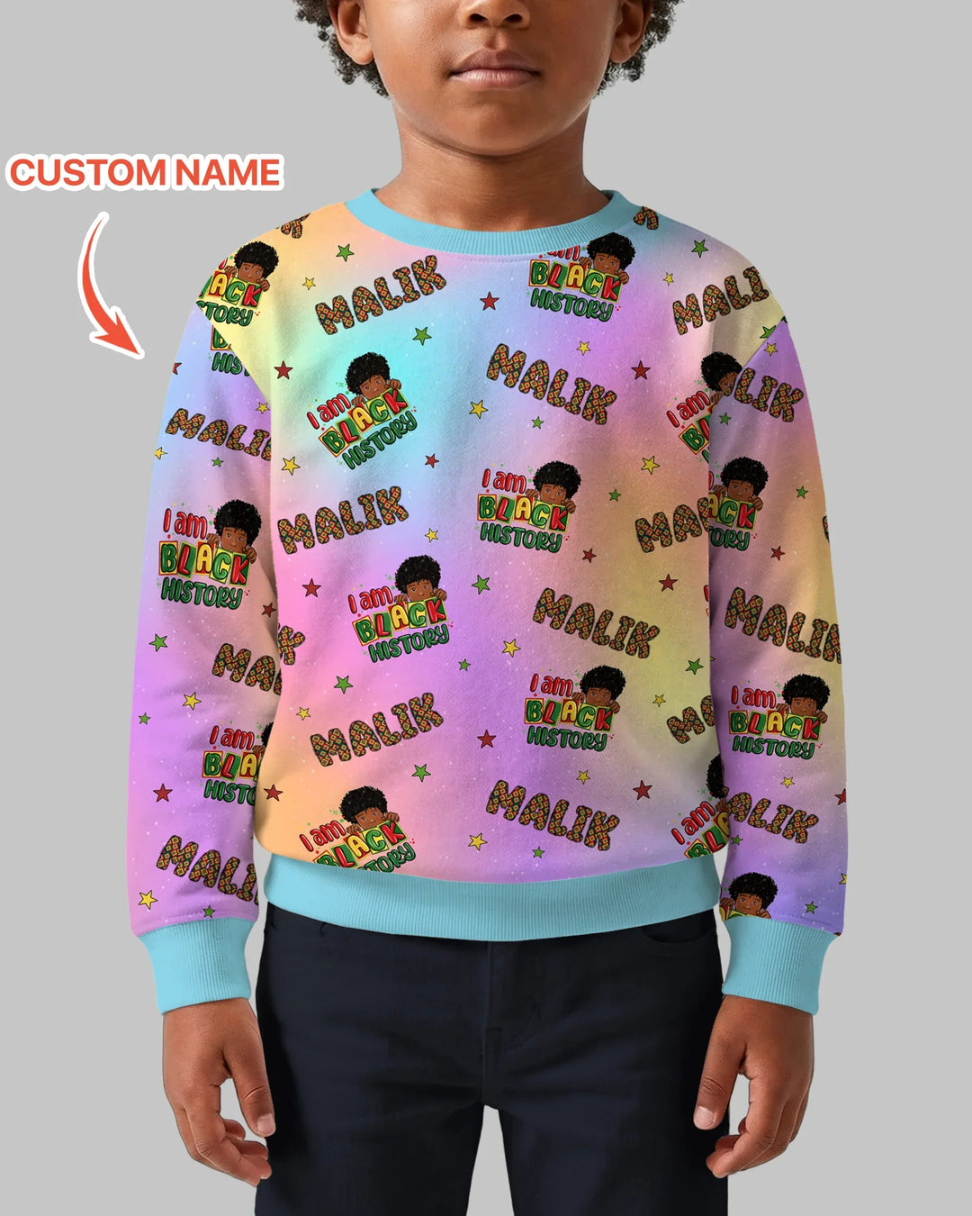 Custom Name I Am Black History Custom Bamboo Crewneck Sweatshirt