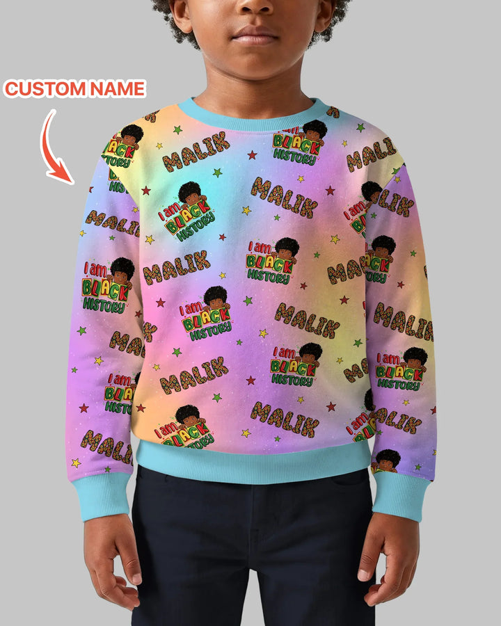 Custom Name I Am Black History Custom Bamboo Crewneck Sweatshirt