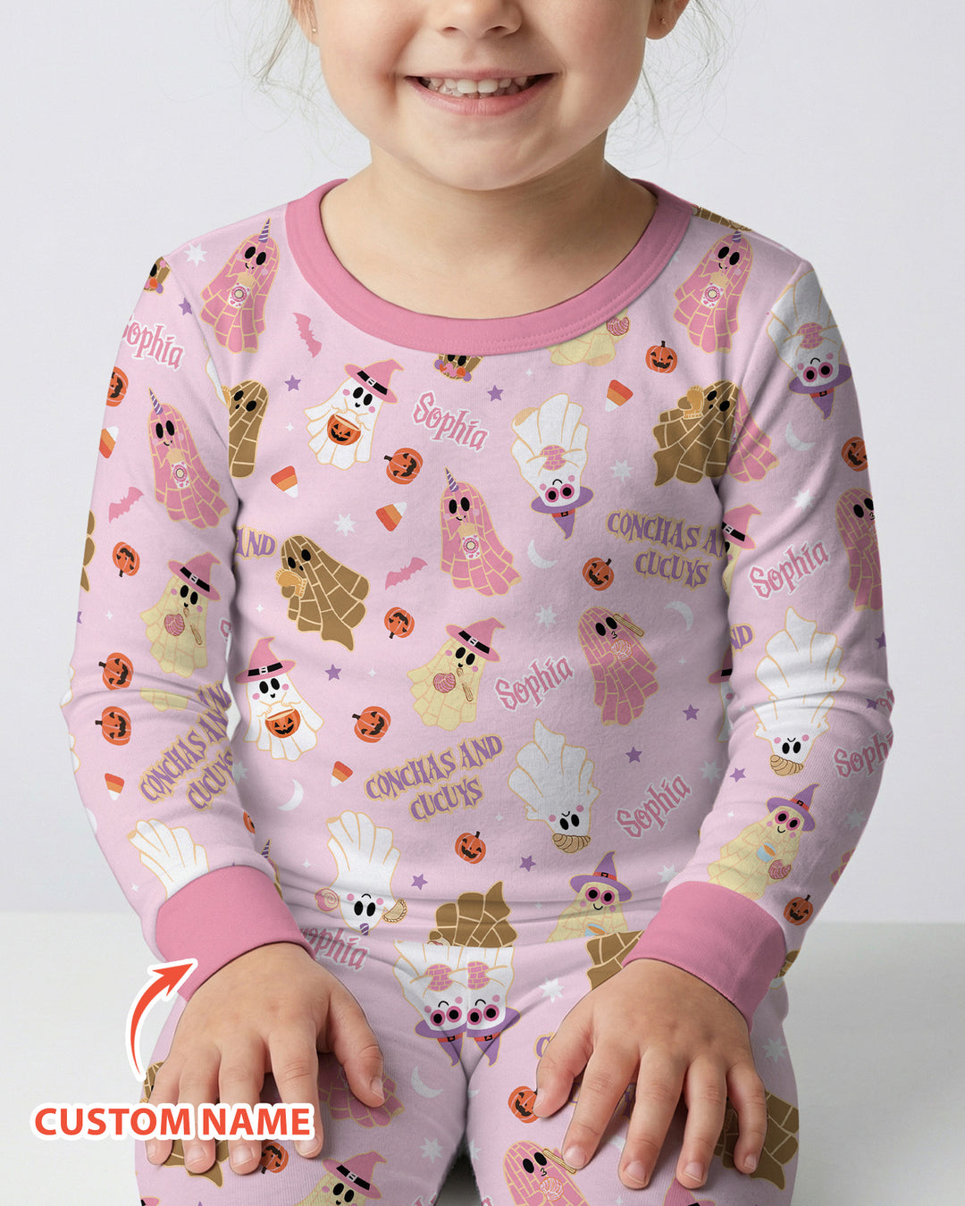 Pantasmas Mexican Halloween Custom Name Bamboo Two Piece Long Sleeve Pajama Set