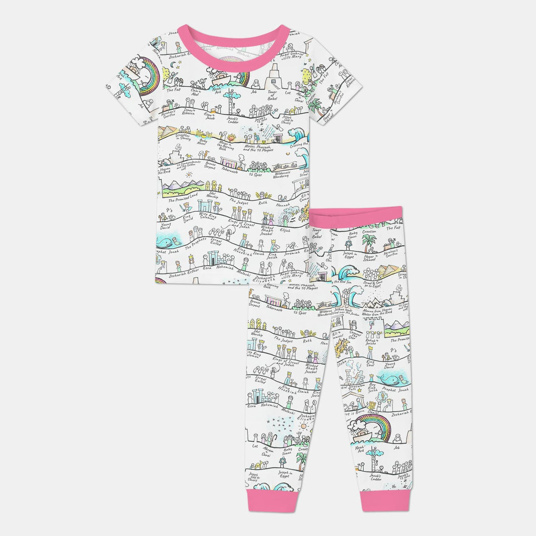 Bible Story Journey Family Matching Bamboo Two Piece Short Sleeve Pajama Set