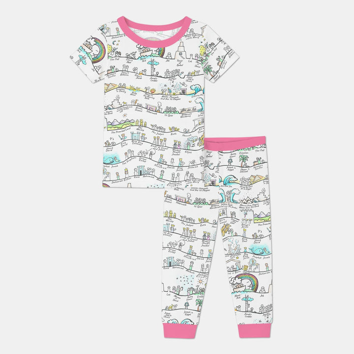 Bible Story Journey Family Matching Bamboo Two Piece Short Sleeve Pajama Set