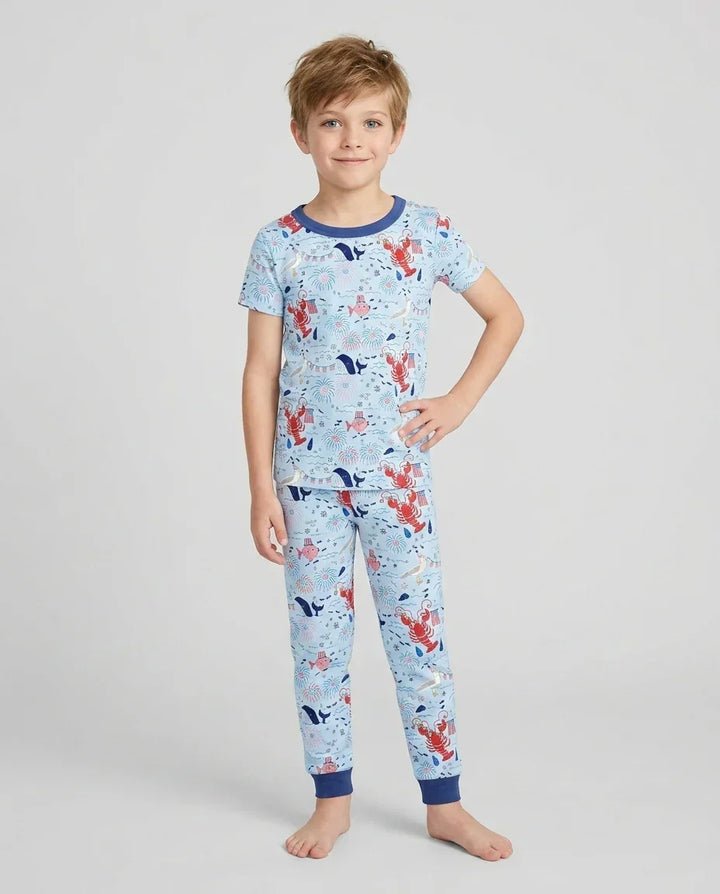 250 Summers Strong Matching Family Bamboo Two Piece Short Sleeve Pajama Set