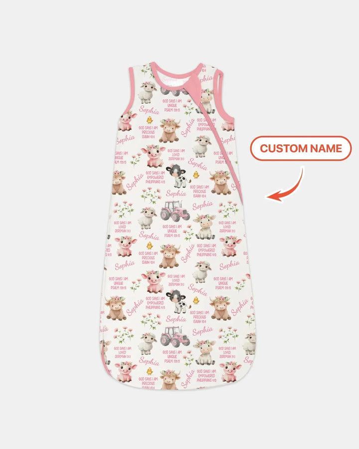 Custom Name God Says I Am Farm Animals Bamboo Sleep Bag