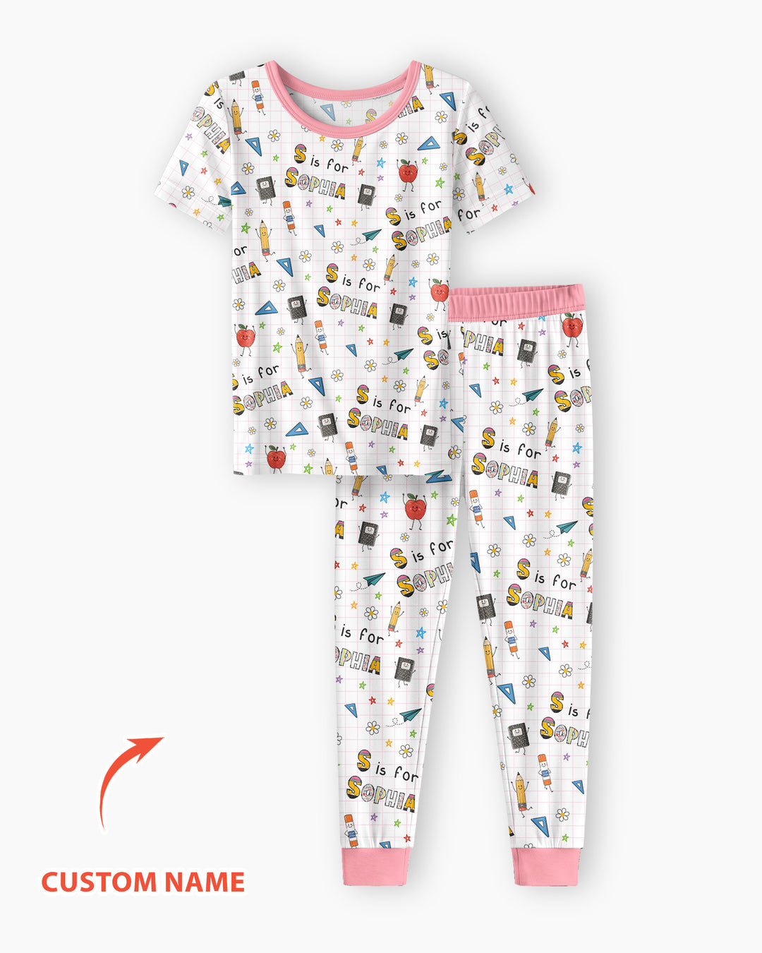 CUSTOM Template Bamboo Two Piece Short Sleeve Pyjamas Set