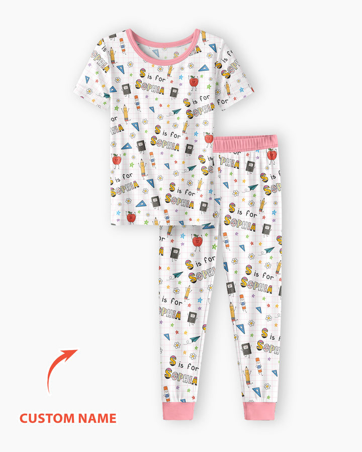 CUSTOM Template Bamboo Two Piece Short Sleeve Pyjamas Set