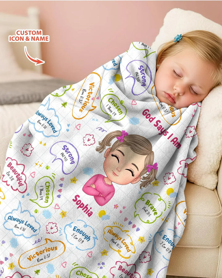 Personalized God Says I Am- Baby Girl Bamboo Blanket