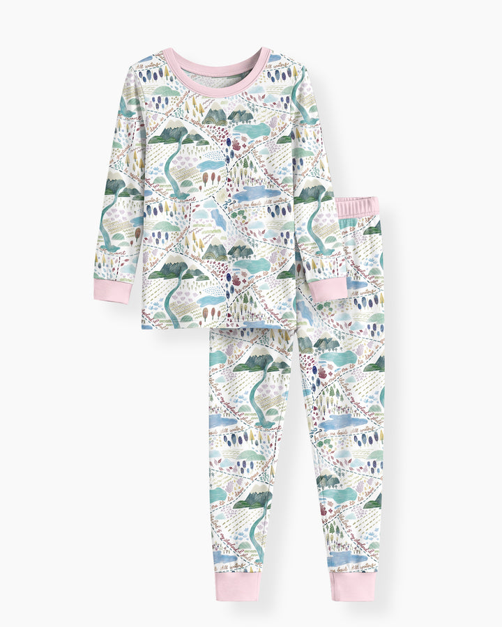 Whimsical Psalms 23 Map Bamboo Two Piece Long Sleeve Pajama Set