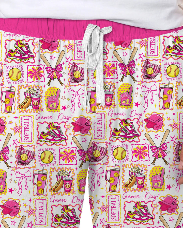 Pink Softball Game Day Bamboo Men's Pajama Set