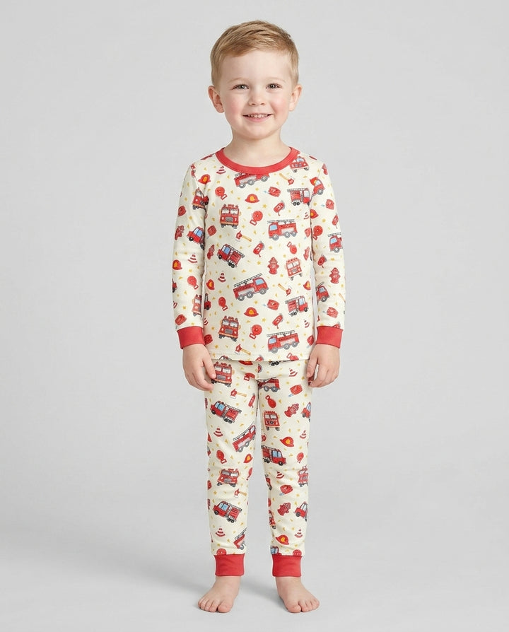 Fire Truck Bamboo Two Piece Long Sleeve Pajama Set