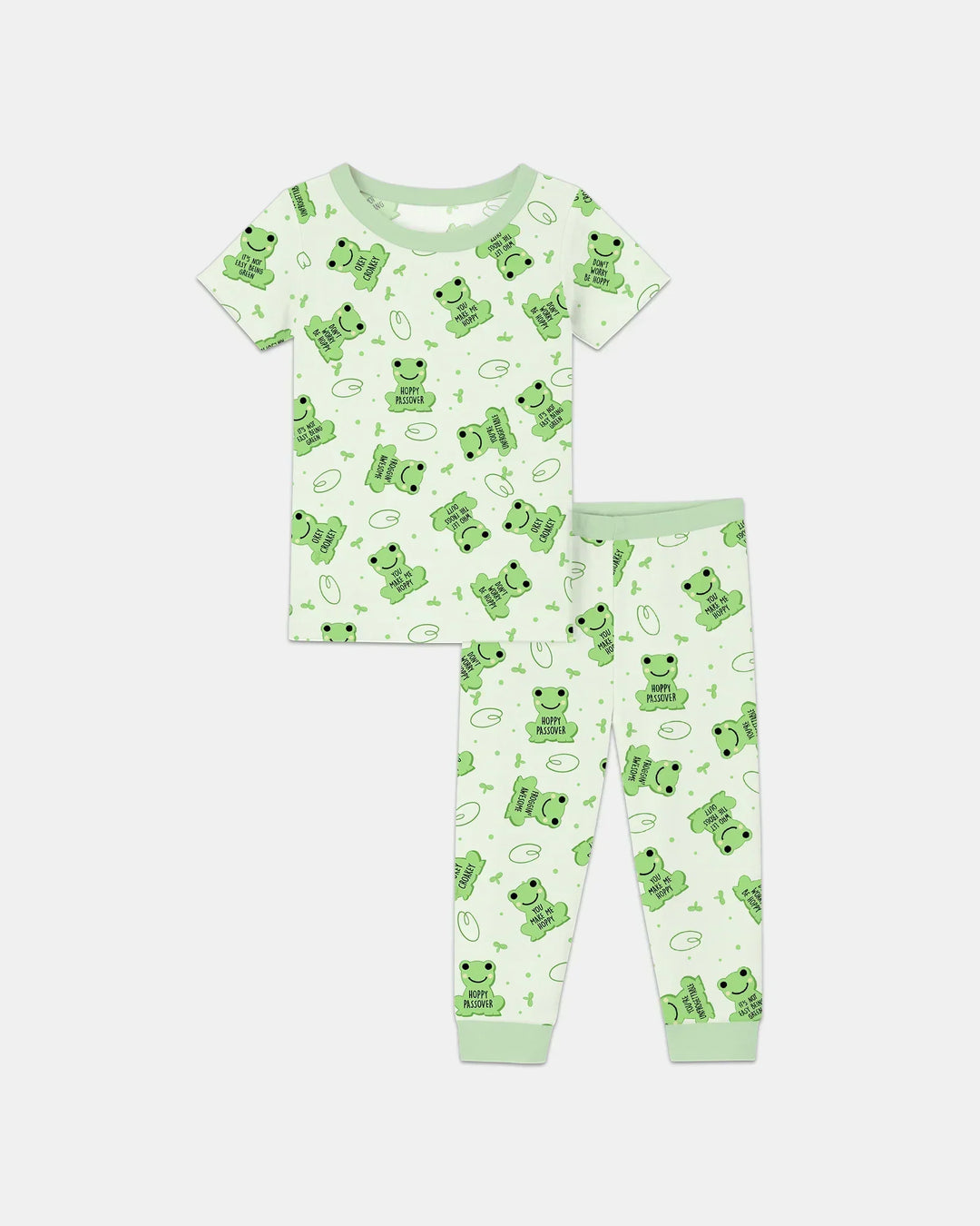 Marzipan Passover Conversation Frogs Bamboo Two Piece Short Sleeve Pajama Set