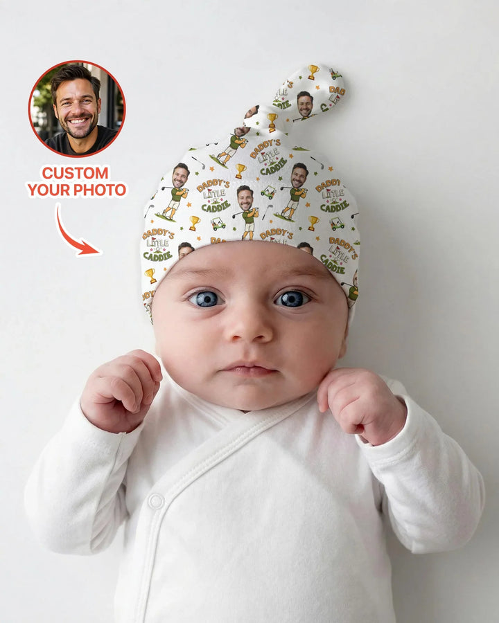 Custom Photo Daddy's Little Caddie Daddy & Me Matching Bamboo Knotted Hat