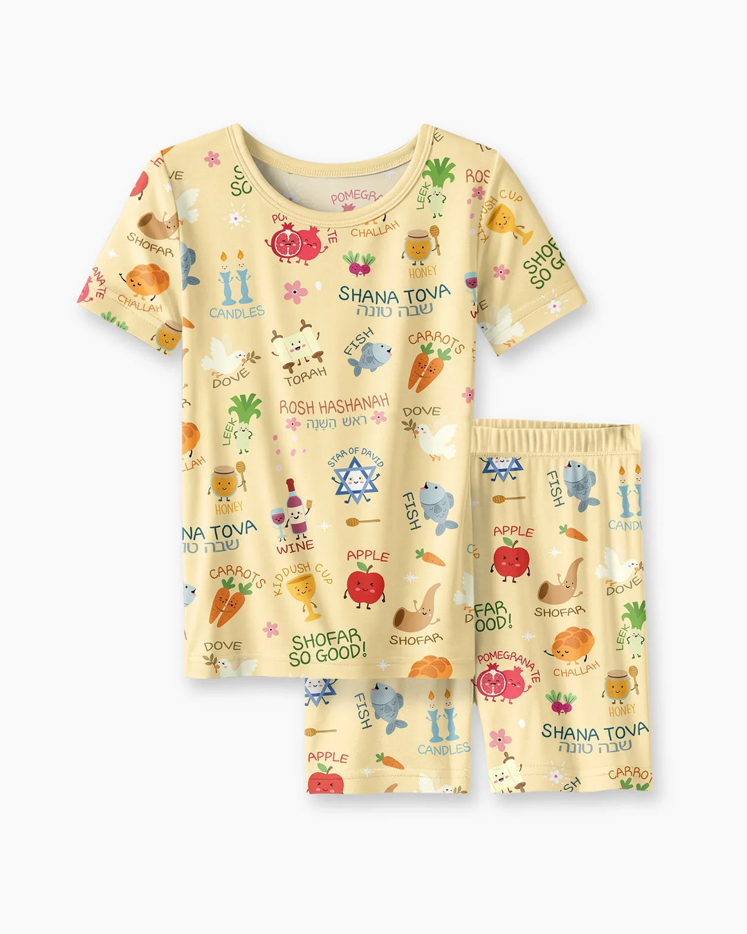 Family Rosh Hashanah Matching Bamboo Two Piece Short Sleeve Shorts Pajama Set