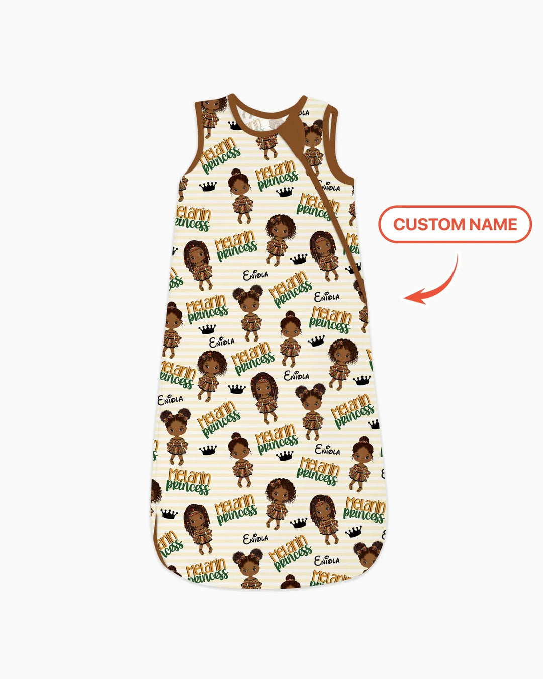 Custom Name Melanin Princess Bamboo Sleep Bag