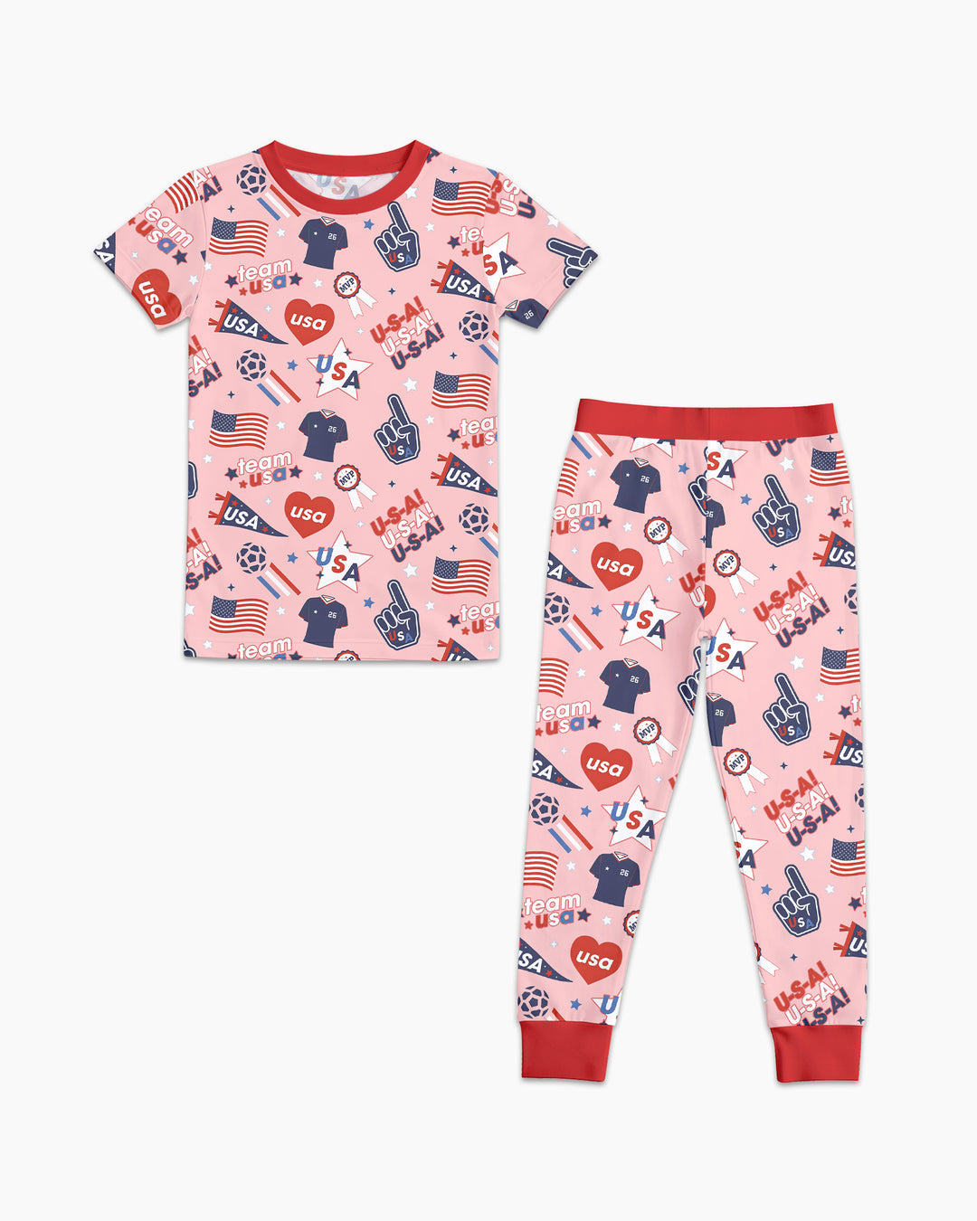 Soccer Party Team USA Bamboo Two Piece Short Sleeve Pajama Set