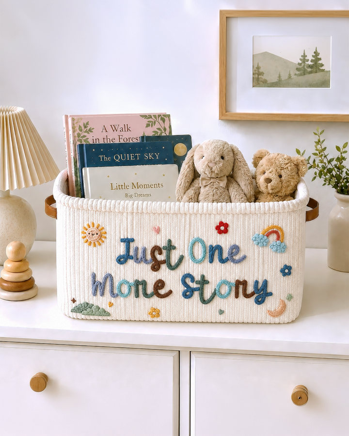 Just One More Story Shower Basket
