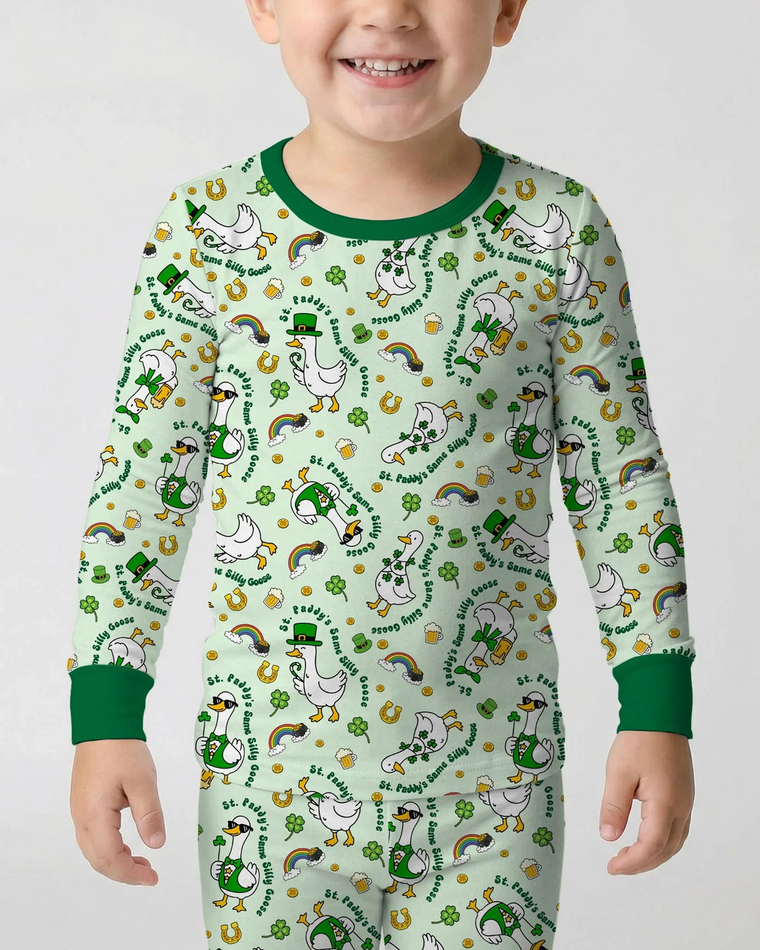 St. Patrick's Day Silly Goose Bamboo Two Piece Long Sleeve Pajama Set