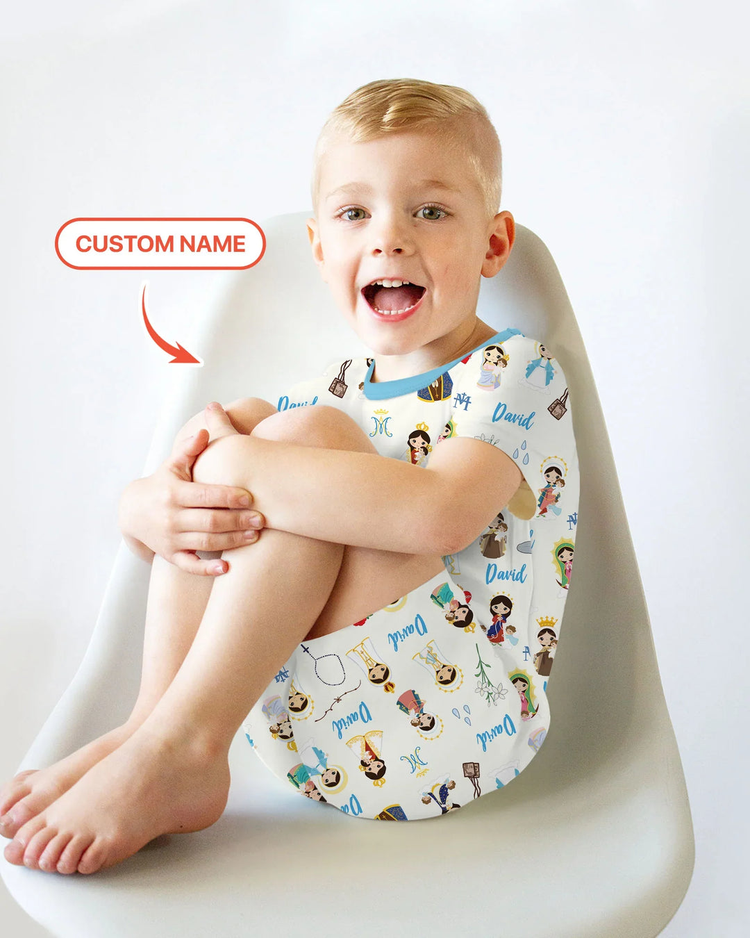 Custom Name Mother Mary Bamboo Two Piece Short Sleeve Shorts Pajama Set
