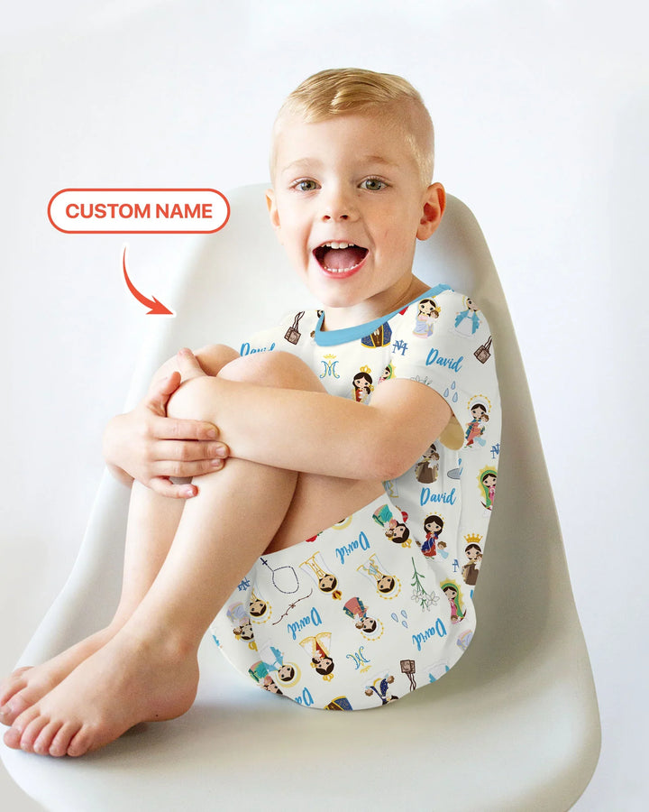 Custom Name Mother Mary Bamboo Two Piece Short Sleeve Shorts Pajama Set