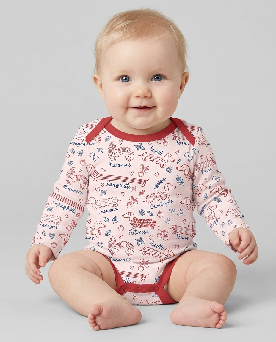 Funny Dachshund Pasta Pups Bamboo Bodysuit