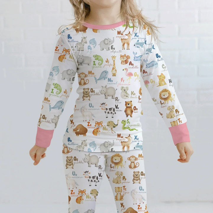 Spanish Alphabet Bamboo Two Piece Long Sleeve Pajama Set