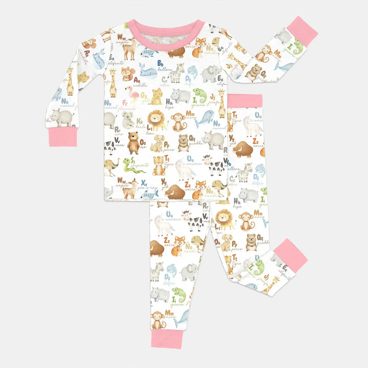 Spanish Alphabet Bamboo Two Piece Long Sleeve Pajama Set
