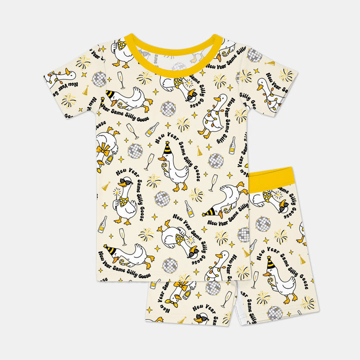 New Year Silly Goose Bamboo Two Piece Short Sleeve Shorts Pajama Set
