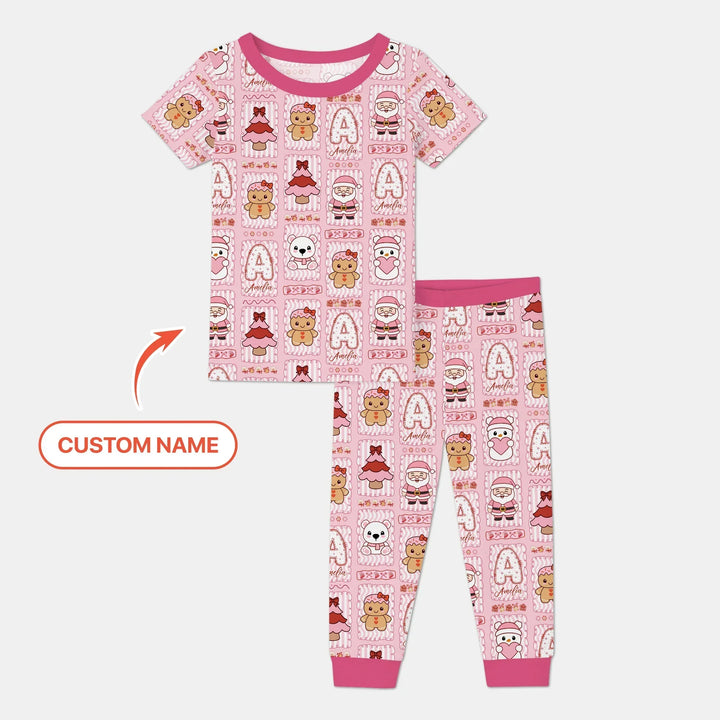 Custom Name Winter Wonderland Bamboo Two Piece Short Sleeve Pajama Set