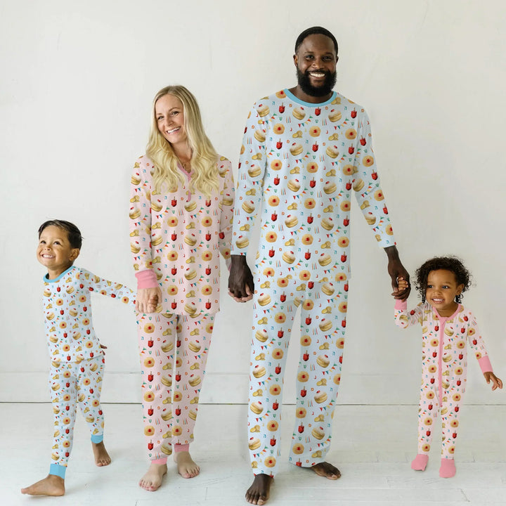 Hanukkah Donuts Two Piece Short Sleeve Pajama Set , Hanukkah Donuts Two Piece Short Sleeve Pajama Set - 12-18M / Blue