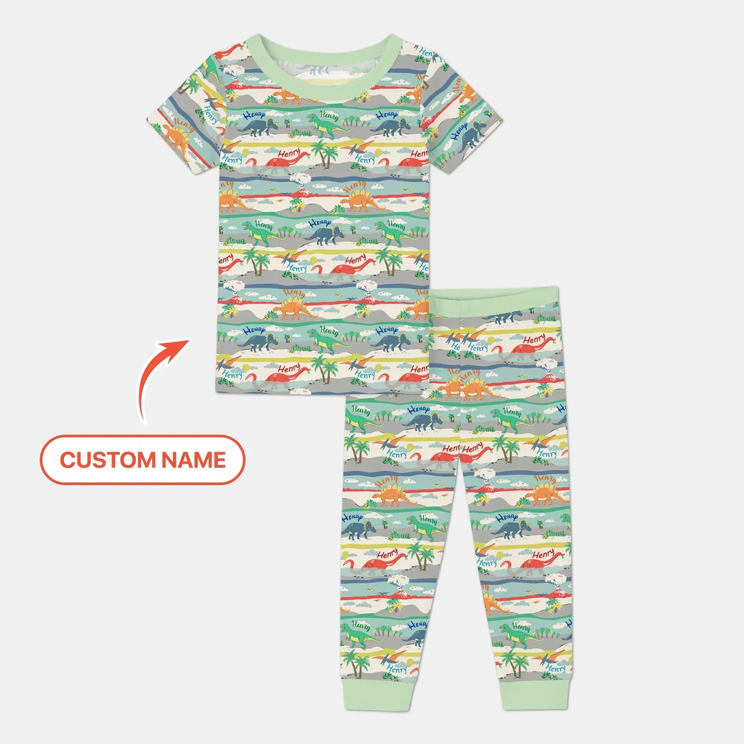Jurassic Playground Bamboo Two Piece Short Sleeve Pajama Set