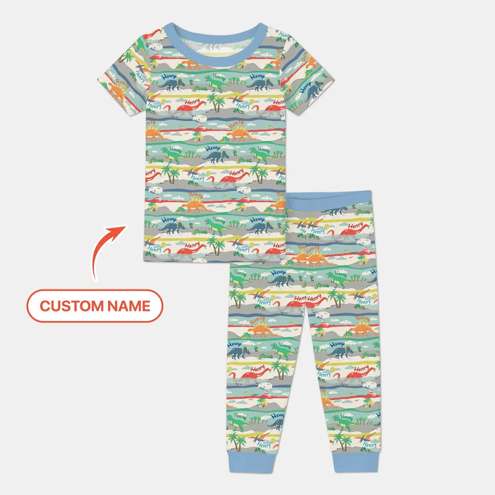 Jurassic Playground Bamboo Two Piece Short Sleeve Pajama Set