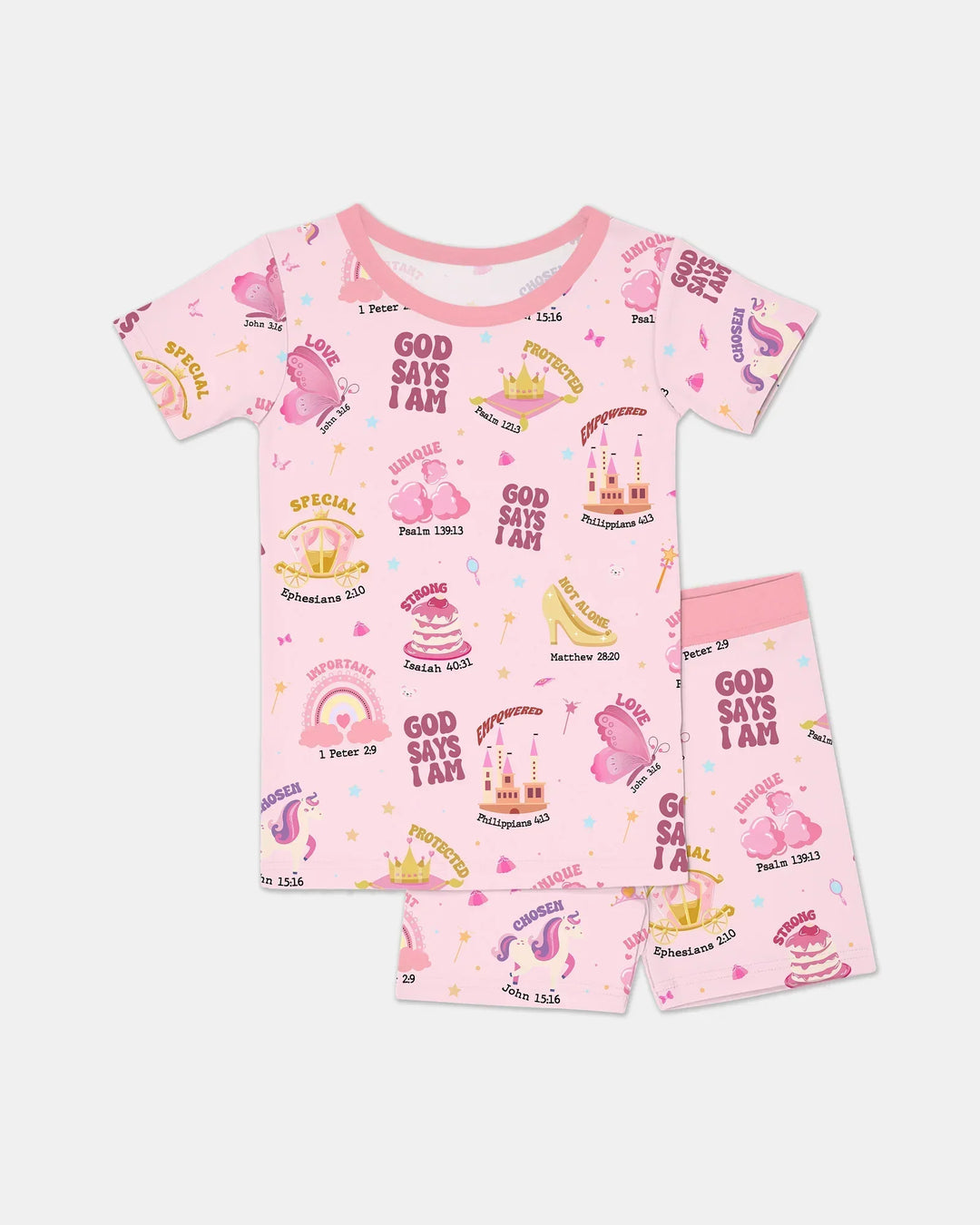 God Says I Am Girl Bamboo Two Piece Short Sleeve Shorts Pajama Set