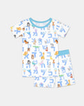 Hebrew Animal Alphabet Bamboo Two Piece Short Sleeve Shorts Pajama Set