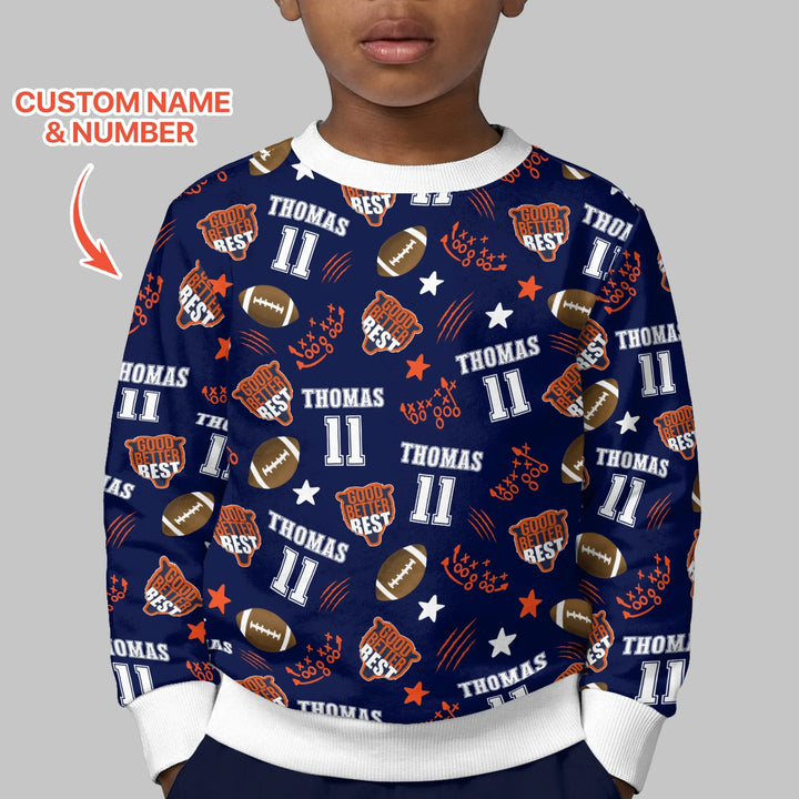 Custom Name Football Good Better Best Bamboo Crewneck Sweatshirt