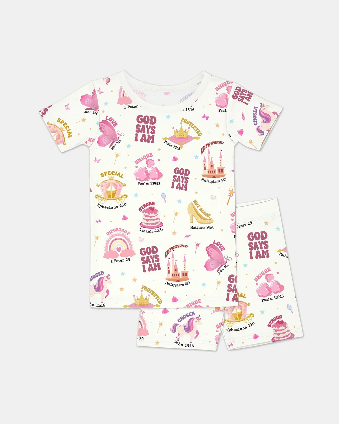God Says I Am Girl Bamboo Two Piece Short Sleeve Shorts Pajama Set