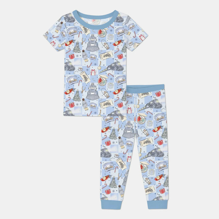 Christmas Train Bamboo Two Piece Short Sleeve Pajama Set