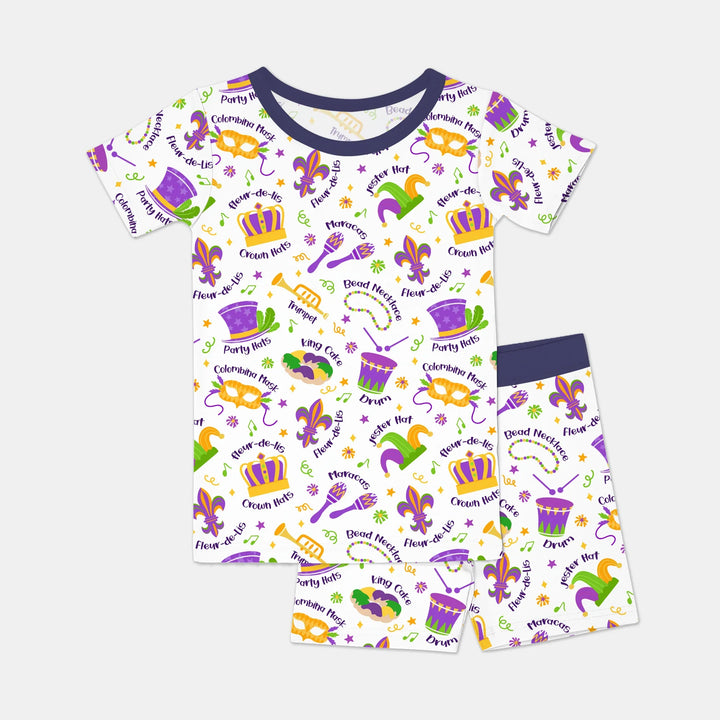 Mardi Gras Family Matching Bamboo Two Piece Short Sleeve Shorts Pajama Set
