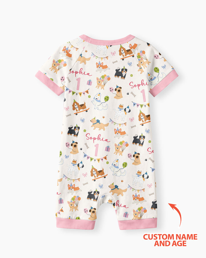 Custom Name Birthday Dogs Party Bamboo Shorty Zippy