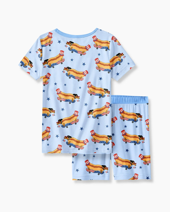 American Hot Dog Bamboo Two Piece Short Sleeve Shorts Pajama Set