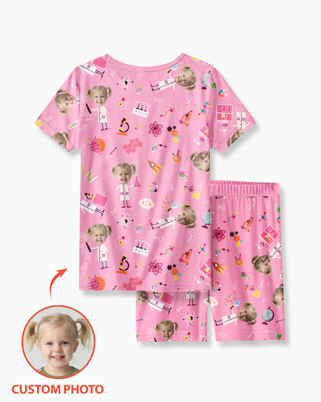 Custom Image Chemical Laboratory Bamboo Two Piece Short Sleeve Shorts Pajama Set