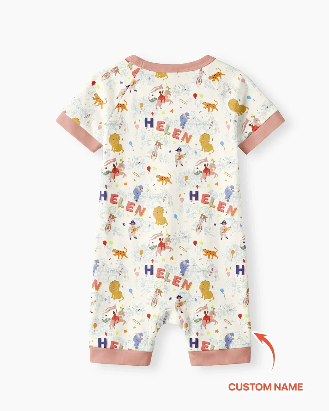 Custom Name Circus Toile Bamboo Shorty Zippy