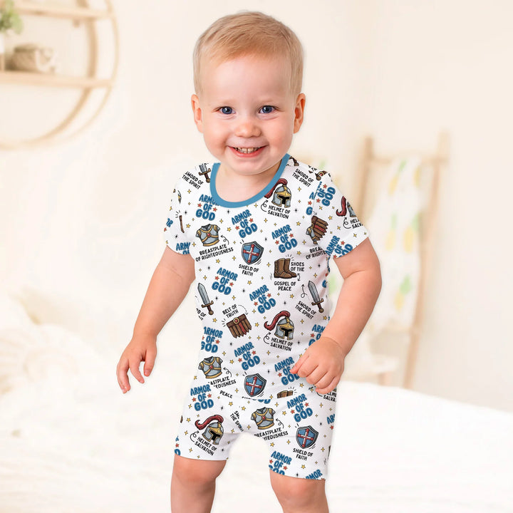 Armor of God Bamboo Two Piece Short Sleeve Shorts Pajama Set