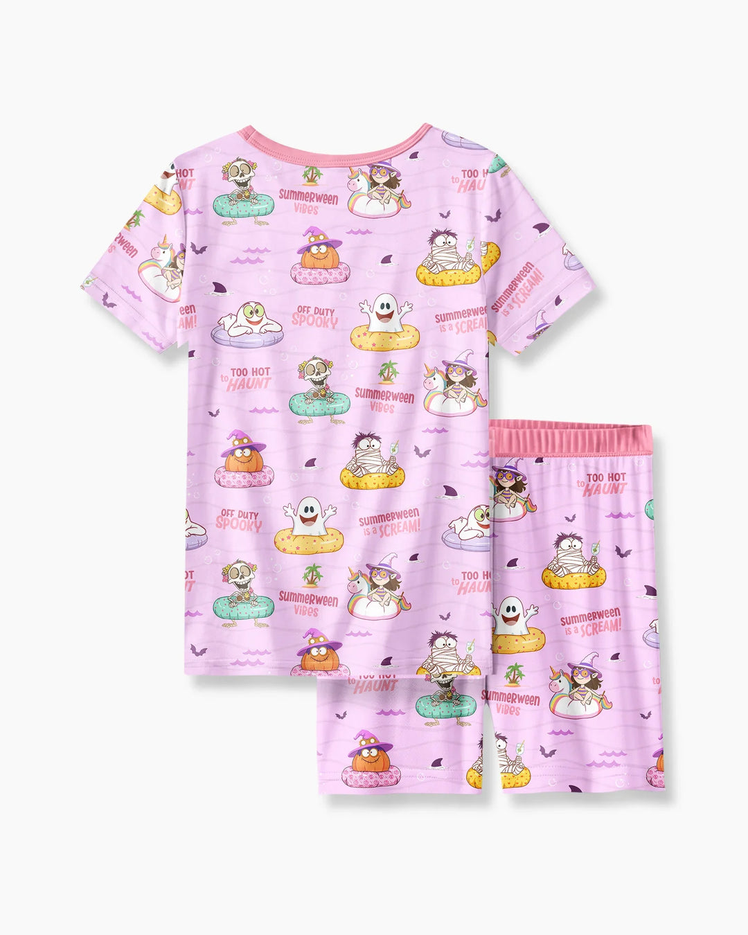 Summerween Cartoon Bamboo Two Piece Short Sleeve Shorts Pajama Set