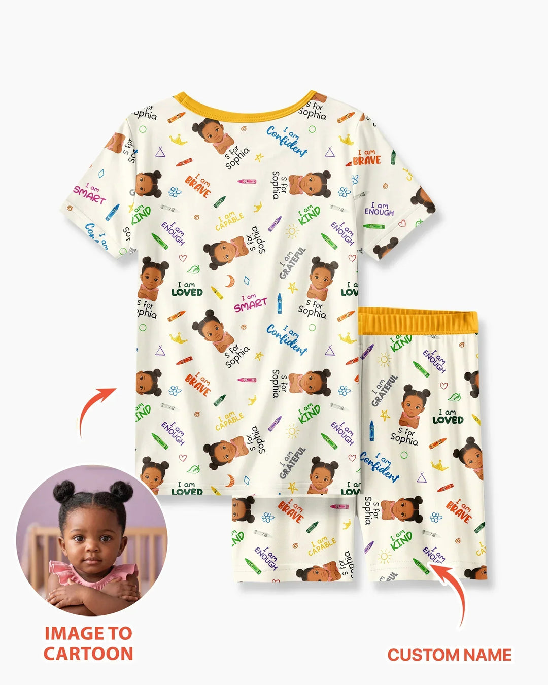Kids Affirmations Custom  Bamboo Two Piece Short Sleeve Shorts Pajama Set