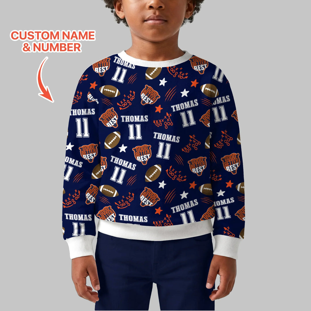 Custom Name Football Good Better Best Bamboo Crewneck Sweatshirt